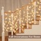 4-Pack Thanksgiving Fall Garland with Lights – 26FT Total, 80 LED Enlarged Maple Leaf Garland for Home, Fireplace, Party, Christmas & Autumn Decorations (Grey White)